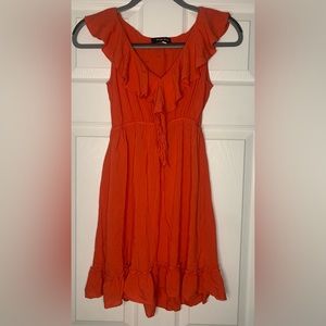 Picky Girl Ruffled Mini Dress in Coral